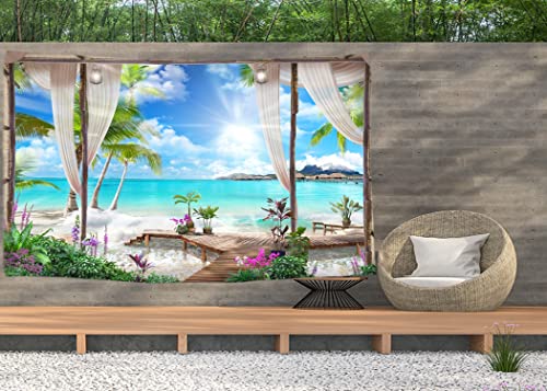 Ulticool – Ansicht Strand Meer Natur - Wandteppich Poster - 200x150 cm - Gartenposter - Wandteppich groß – Dekoration Zubehörteil für Garten und Wohnzimmer von Ulticool