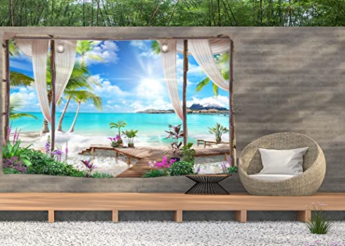 Ulticool – Ansicht Strand Meer Natur Wandteppich Poster - 200x150 cm - Gartenposter - Wandteppich groß – Dekoration Zubehörteil für Garten und Wohnzimmer von Ulticool