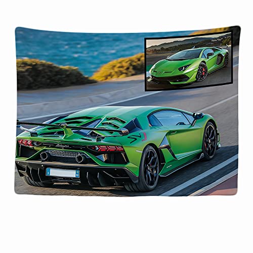 Ulticool - Car Auto Wandteppich Tapestry Dekoration Wohnung - 200 x 150 cm groß - Wandtuch Wandbehänge - Accessoires für Schlafzimmer Wohnzimmer Kinderzimmer - Grün von Ulticool