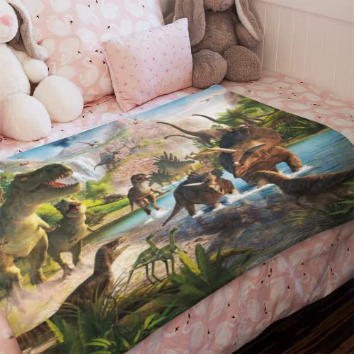 Ulticool - Decke - Dinosaurier Gruppe T-Rex - Kinderzimmer Weich Fleece Flanell Wärme - 150 x 100 cm - Überwurf - Plaid Dekoration Jugendzimmer Mädchen Junge von Ulticool