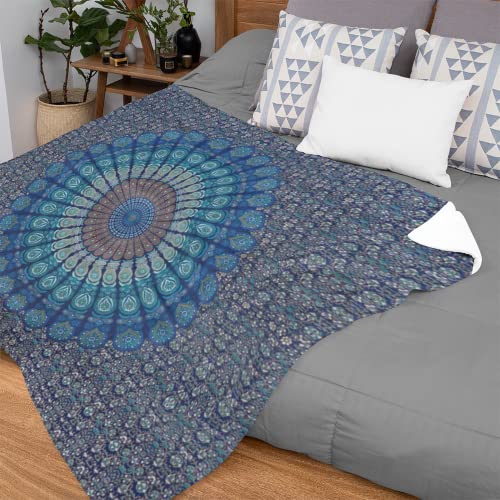 Ulticool - Decke - Mandala Blau - Weicher Flanell - Fleece für Wärme - 200x150 cm - Plaid - Accessoires - Dekoration Wohnzimmer Schlafzimmer von Ulticool