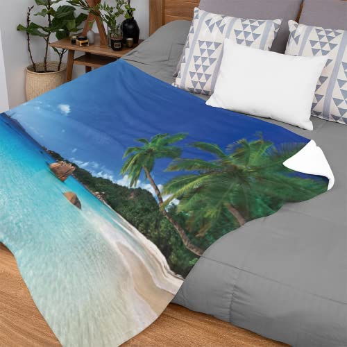 Ulticool - Decke - Strand Natur Meer Insel Palme - Weicher Flanell - Fleece für Wärme - 200x150 cm - Plaid - Accessoires - Dekoration Wohnzimmer Schlafzimmer von Ulticool