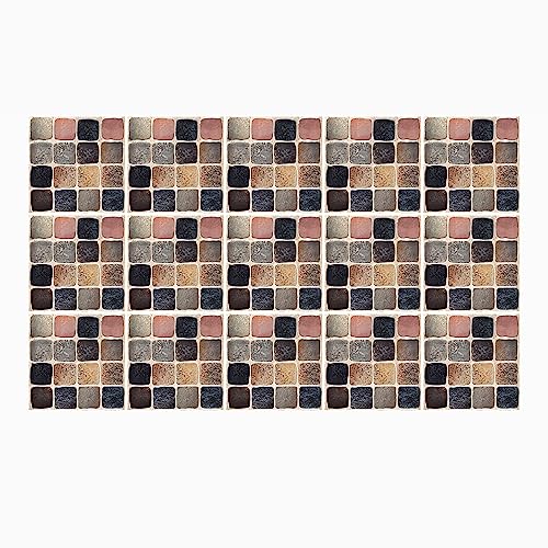 Ulticool Dekoration Aufkleber Fliesen - Mosaikfliesen Rosa Sepia Braun Beige Wand Mosaik - 15x15cm - 15 Stück Selbstklebende Klebefolie Fliesenaufkleber - Rückwand für die Wand Badezimmer - Küchenwand von Ulticool