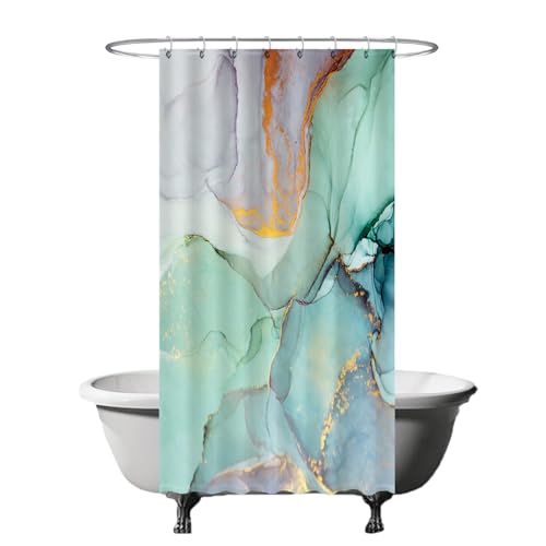 Ulticool Duschvorhang - Marmor Grün Blau Aquarell - 120 x 200 cm – Waschbar – Anti Schimmel - Wasserdicht - mit 8 Ringe von Ulticool