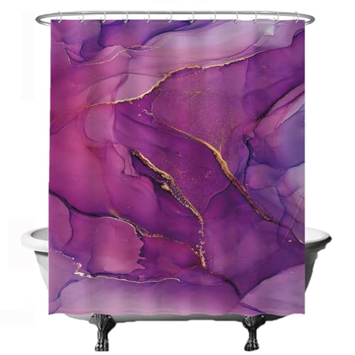 Ulticool Duschvorhang – Marmor Kunst Ruhe Chic - 180 x 200 cm - Waschbar - Anti Schimmel - mit 12 Ringen - Lila Ulticool Duschvorhang – Marmor Kunst Ruhe Chic - 180 x 200 cm - Waschbar - Anti Schimmel - mit 12 Ringen - Lila von Ulticool