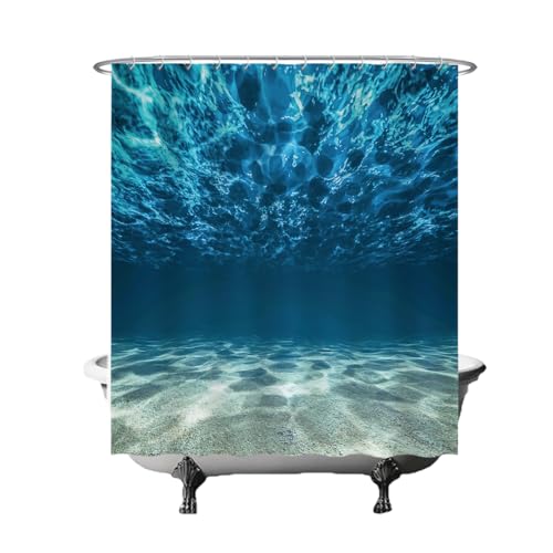 Ulticool Duschvorhang - Ozean Meer Ruhig Tauchen Aquarium Strand Sommer - Anti Schimmel - 180 x 180 cm – Waschbar – Wasserdicht - mit 12 Ringe – Blau Ulticool Duschvorhang - Ozean Meer Ruhig Tauchen Aquarium Strand Sommer - Anti Schimmel - 180 x 180 cm – Waschbar – Wasserdicht - mit 12 Ringe – Blau von Ulticool