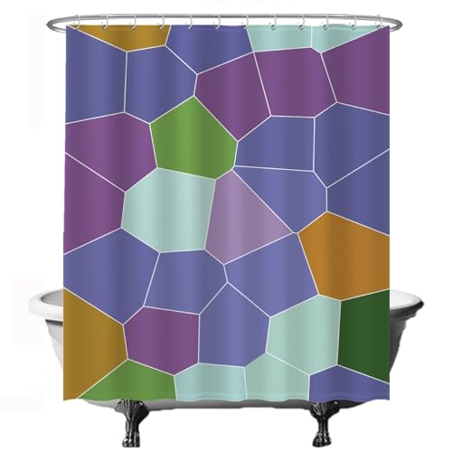Ulticool Duschvorhang – Pentagon Sechseck Ästhetik Formen und Farben - 180 x 200 cm - Waschbar - Anti Schimmel - mit 12 Ringen - Lila Ocker Grün Ulticool Duschvorhang – Pentagon Sechseck Ästhetik Formen und Farben - 180 x 200 cm - Waschbar - Anti Schimmel - mit 12 Ringen - Lila Ocker Grün von Ulticool