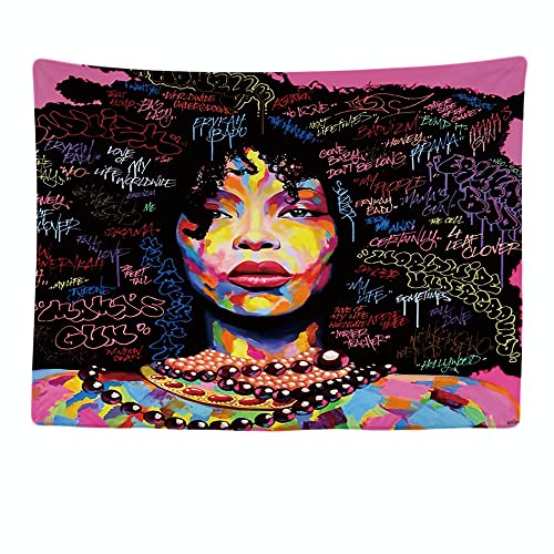Ulticool - Frau Art Quotes Schwarz Hair - Wandteppich - 200x150 cm - Großer Tapisserie - Poster Verzierung - Dekoration - Tapete - Bild - Vorhang für Bett, Wand oder Decke von Ulticool