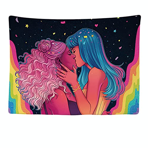 Ulticool - Frauen Liebe Regenbogen - Wandteppich - Valentinstag für sie - 200 x 150 cm - Großer Wandteppich - Poster Dekoration - Leinwand - Malerei - Zubehör Tapestry Fenstervorhang von Ulticool