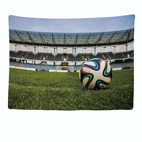 Ulticool - Fußball Ball Fußballtor Stadion - WM EK Wandteppich - 200x150 cm - Kinderzimmer - Poster - Tuch Teppich - Zubehör für Schlafzimmer Kinderzimmer - Grün von Ulticool