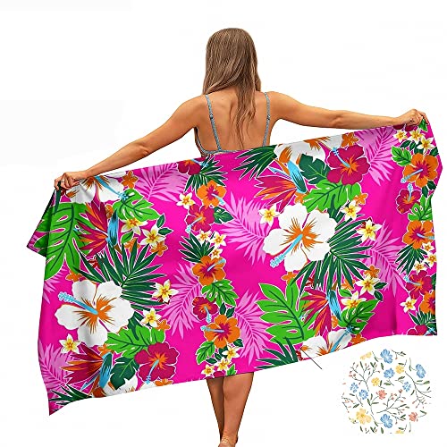 Ulticool Mikrofaser Handtuch - Blumen Fuchsia Rosa - 160 x 80 cm - Leicht Reisehandtuch Schnelltrocknend Badetuch Strandhandtuch Saunatuch Microfaser Microfiber - für Reise Fitness Strand Yoga Sauna von Ulticool