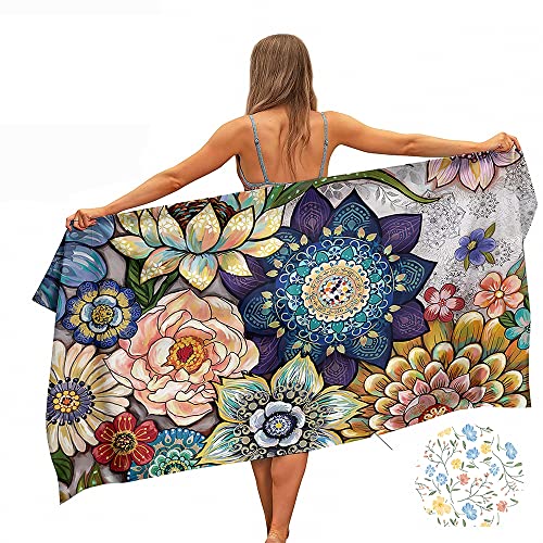Ulticool Mikrofaser Handtuch - Blumen Natur Kunst - 160 x 80 cm - Leicht Reisehandtuch Schnelltrocknend Badetuch Strandhandtuch Saunatuch Microfaser Microfiber - für Reisen Haare Strand Yoga Sauna von Ulticool