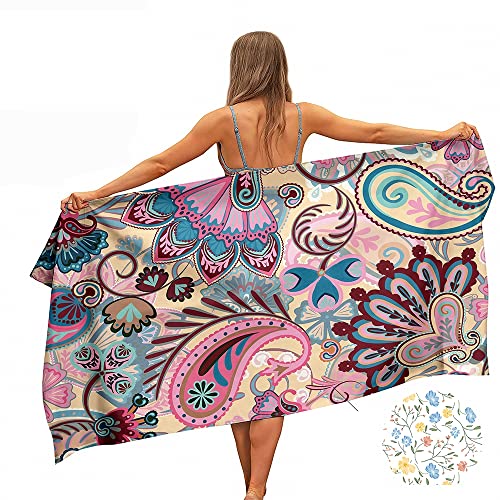 Ulticool Mikrofaser Handtuch - Kaschmir Blumen - 160 x 80 cm - Leicht Reisehandtuch Schnelltrocknend Badetuch Strandhandtuch Saunatuch Microfaser Microfiber - für Reise Fitness Strand Yoga Sauna von Ulticool
