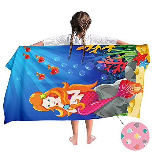 Ulticool Mikrofaser Kinder Handtuch 140 x 70 cm - Meerjungfrau Einhorn Unicorn - Leicht Reisehandtuch Schnelltrocknend Badetuch Strandhandtuch Microfaser Microfiber - Reise Strand Sport Kind Mädchen von Ulticool