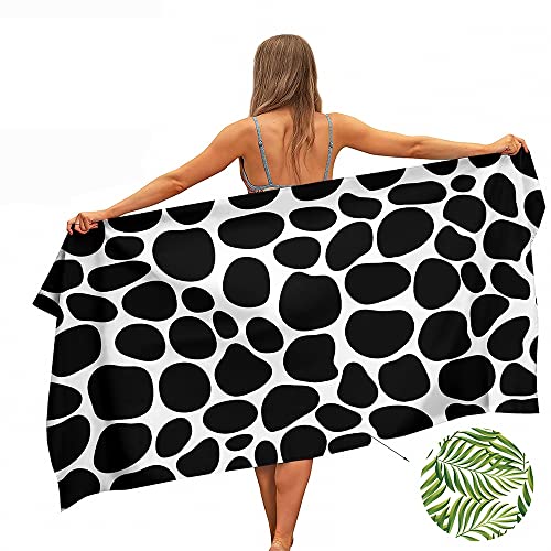 Ulticool Mikrofaser Handtuch - Kuh Druck - 160 x 80 cm - Leicht Reisehandtuch Schnelltrocknend Badetuch Strandhandtuch Saunatuch Microfaser Microfiber - Reisen Haare Strand Yoga Sauna - Schwarz Weiß von Ulticool
