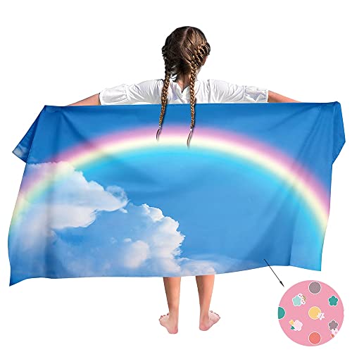 Ulticool Mikrofaser Kinder Handtuch 140 x 70 cm - Regenbogen Einhorn Unicorn - Leicht Reisehandtuch Schnelltrocknend Badetuch Strandhandtuch Microfaser Microfiber - für Reise Strand Sport Kind Mädchen von Ulticool