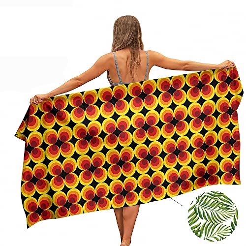 Ulticool – Handtuch Retro Vintage Blumen 60er 70er Natur – Schnelltrocknendes Badetuch Mikrofaser Strandtuch – 160 x 80 cm – für Reisen Sport Spa Yoga – doppelseitiger Druck - Orange von Ulticool