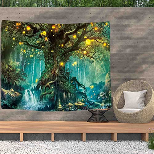 Ulticool – Märchen Elf Baum Zauberwald Natur - Wandteppich Poster - 200x150 cm - Gartenposter - Wandteppich groß – Dekoration Zubehörteil für Garten und Wohnzimmer von Ulticool