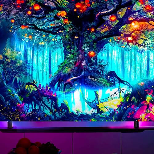 Ulticool – Märchenbaum - Glow in the Dark Wandteppich - Schwarzlicht under UV Reaktive Bright Black Neon Light - Blacklight Psychedelisch im Dunkeln Leuchtende Wandtuch - 200 x 150 cm Groß Ulticool – Märchenbaum - Glow in the Dark Wandteppich - Schwarzlicht under UV Reaktive Bright Black Neon Light - Blacklight Psychedelisch im Dunkeln Leuchtende Wandtuch - 200 x 150 cm Groß von Ulticool