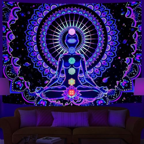 Ulticool – Mandala Chakra - Glow in the Dark Wandteppich - Schwarzlicht under UV Reaktive Bright Black Neon Light - Blacklight Psychedelisch im Dunkeln Leuchtende Wandtuch - 200 x 150 cm Groß Ulticool – Mandala Chakra - Glow in the Dark Wandteppich - Schwarzlicht under UV Reaktive Bright Black Neon Light - Blacklight Psychedelisch im Dunkeln Leuchtende Wandtuch - 200 x 150 cm Groß von Ulticool
