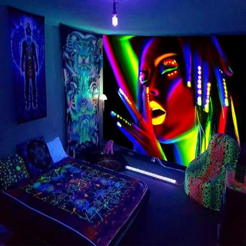 Ulticool – Mann Frau Gesicht - Glow in the Dark Wandteppich - Schwarzlicht under UV Reaktive Bright Black Neon Light - Blacklight Psychedelisch im Dunkeln Leuchtende Wandtuch - 200 x 150 cm Ulticool – Mann Frau Gesicht - Glow in the Dark Wandteppich - Schwarzlicht under UV Reaktive Bright Black Neon Light - Blacklight Psychedelisch im Dunkeln Leuchtende Wandtuch - 200 x 150 cm von Ulticool