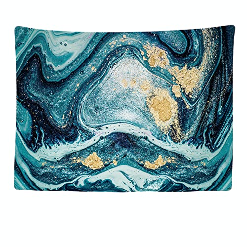 Ulticool - Marmor Kunst Marble Blau Gold - Wandteppich - 200x150 cm - Groß Tapete - Poster Verzierung - Dekoration - Vlies - Leinwand - Gemälde - Wandteppich Accessoire Raumteiler Vorhang von Ulticool