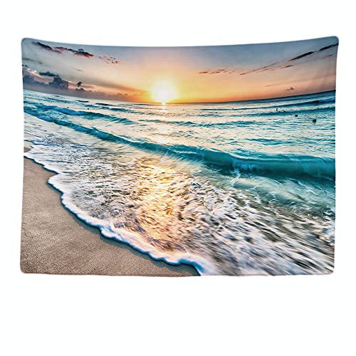 Ulticool - Meer Wellen Strand Natur - Wandteppich - 200x150 cm - Großer Wandteppich - Poster Verzierung - Dekoration - Tapete - Leinwand - Malerei - Zubehör Raumteiler - Blau von Ulticool