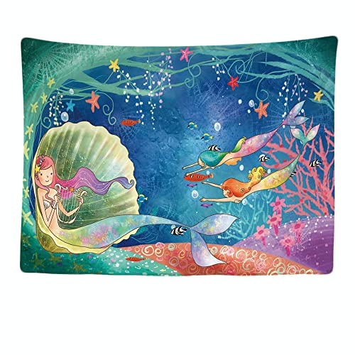 Ulticool - Meerjungfrau Kinderzimmer Verzierung Mädchen Junge - Wandteppich - 200x150 cm - Großer Wandteppich - Posterdeko - Wandkunst Zubehör für Schlafzimmer Wohnzimmer Kinderzimmer von Ulticool