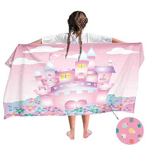 Ulticool Mikrofaser Kinder Handtuch 140 x 70 cm - Schloss Einhorn Unicorn - Leicht Reisehandtuch Schnelltrocknend Badetuch Strandhandtuch Saunatuch Microfaser Microfiber - Reise Strand Sport Mädchen von Ulticool