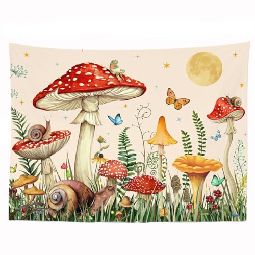 Ulticool – Pilz Schmetterling Schnecke Kinderzimmer – Wandteppich – 200 x 150 cm – großer Wandteppich – Poster – Beige Rot Gelb Grün Ulticool – Pilz Schmetterling Schnecke Kinderzimmer – Wandteppich – 200 x 150 cm – großer Wandteppich – Poster – Beige Rot Gelb Grün von Ulticool