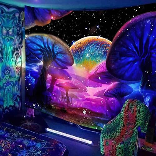 Ulticool – Pilze Mond Nacht - Glow in the Dark Wandteppich - Schwarzlicht under UV Reaktive Bright Black Neon Light - Blacklight Psychedelisch im Dunkeln Leuchtende Wandtuch - 200 x 150 cm Ulticool – Pilze Mond Nacht - Glow in the Dark Wandteppich - Schwarzlicht under UV Reaktive Bright Black Neon Light - Blacklight Psychedelisch im Dunkeln Leuchtende Wandtuch - 200 x 150 cm von Ulticool