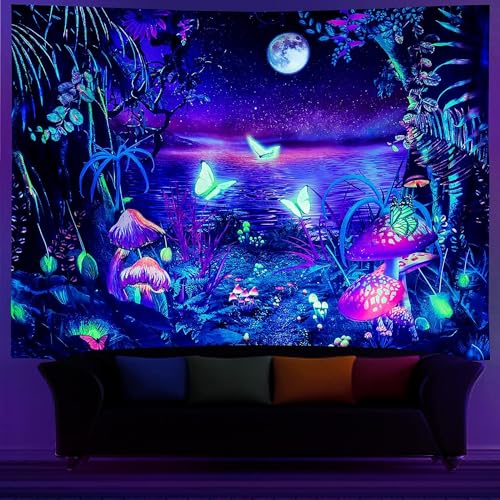 Ulticool – Pilze Schmetterlinge - Glow in the Dark Wandteppich - Schwarzlicht under UV Reaktive Bright Black Neon Light - Blacklight Psychedelisch im Dunkeln Leuchtende Wandtuch - 200 x 150 cm Ulticool – Pilze Schmetterlinge - Glow in the Dark Wandteppich - Schwarzlicht under UV Reaktive Bright Black Neon Light - Blacklight Psychedelisch im Dunkeln Leuchtende Wandtuch - 200 x 150 cm von Ulticool