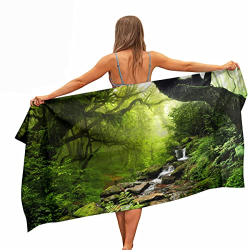 Ulticool - Regenwald Natur Öko Pflanzen Wasserfall - Handtuch Mikrofaser - Reisehandtuch Schnelltrocknendes Badetuch - 160 x 80 cm - für Reisen Fitness Gym Sport Microfiber Strandtuch von Ulticool