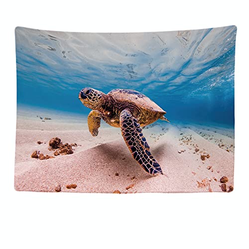 Ulticool - Schildkröte Ozeanmeer Aquarium Insel Strand - Wandteppich - 200x150 cm - Großer Tapisserie - Poster Verzierung - Dekoration - Tapete - Raumteiler Vorhang von Ulticool