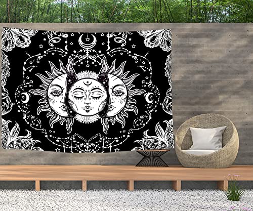 Ulticool – Sonne Mond Sternzeichen Tarot Natur Bohemian - Wandteppich Poster - 200x150 cm - Gartenposter - Wandteppich groß – Dekoration Zubehörteil für Garten und Wohnzimmer von Ulticool