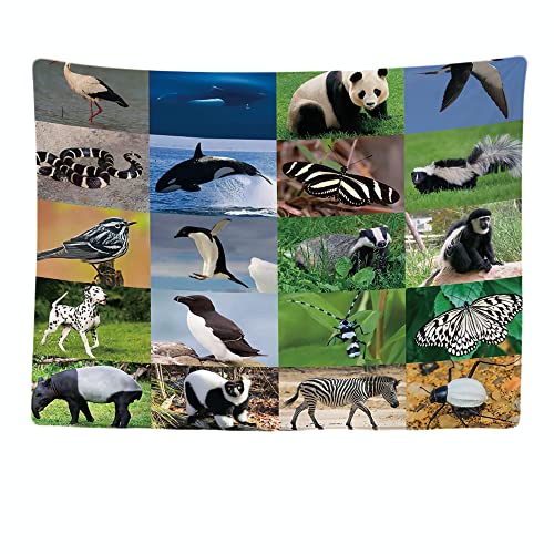 Ulticool - Tiere Kinderzimmer Natur Schwarz Weiß - Wandteppich - 200x150 cm - Großer Wandteppich - Poster Verzierung - Kinderzimmer Zubehör - Dekoration für Mädchen und Junge - Gemälde von Ulticool