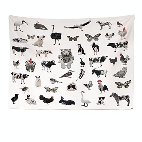 Ulticool - Tiere Tiger Schwarz Weiß Kinderzimmer - Wandteppich - 200 x150 cm - Großer Wandteppich - Geschenk Mädchen Junge - Tiere Dekoration - Bettdecke - Tuch - Malerei von Ulticool