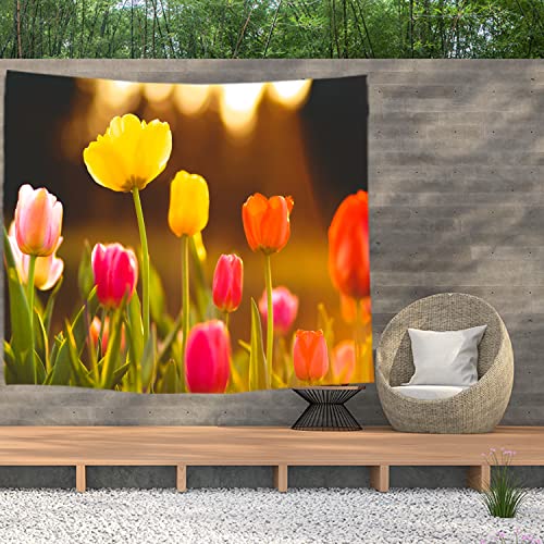 Ulticool – Tulpen Blumen Natur - Wandteppich Poster - 200x150 cm - Gartenposter - Wandteppich groß – Dekoration Zubehörteil für Garten und Wohnzimmer von Ulticool