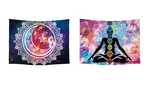 Ulticool – Wandteppich Dekoration Wohnung - Chakra Healing Aura Spiritualität Mandala Weiß Violett Blau - Set von 2 Motiven – 73 cm x 95 cm - Wandtuch - Accessoires für Wohnzimmer Ulticool – Wandteppich Dekoration Wohnung - Chakra Healing Aura Spiritualität Mandala Weiß Violett Blau - Set von 2 Motiven – 73 cm x 95 cm - Wandtuch - Accessoires für Wohnzimmer von Ulticool