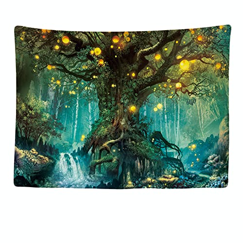 Ulticool - Wandteppich Dekoration Wohnung - Märchen Elfenbaum Natur Wald - 200 x 150 cm groß - Wandtuch Wandbehänge - Accessoires für Schlafzimmer Wohnzimmer Kinderzimmer von Ulticool