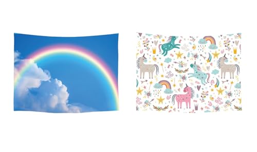Ulticool – Wandteppich Dekoration Wohnung - Regenbogen Unicorn Einhorn - Weiß Rosa Blau - Set von 2 Motiven – 73 cm x 95 cm - Wandtuch - Accessoires für Schlafzimmer Wohnzimmer Kinderzimmer Ulticool – Wandteppich Dekoration Wohnung - Regenbogen Unicorn Einhorn - Weiß Rosa Blau - Set von 2 Motiven – 73 cm x 95 cm - Wandtuch - Accessoires für Schlafzimmer Wohnzimmer Kinderzimmer von Ulticool
