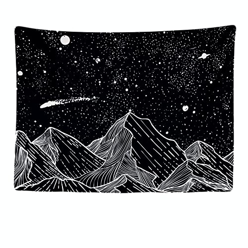 Ulticool - Wandteppich Tapestry Dekoration Wohnung - Berge Natur Universum Schwarz Weiß- 200 x 150 cm groß - Wandtuch Wandbehänge - Accessoires für Schlafzimmer Wohnzimmer Kinderzimmer von Ulticool