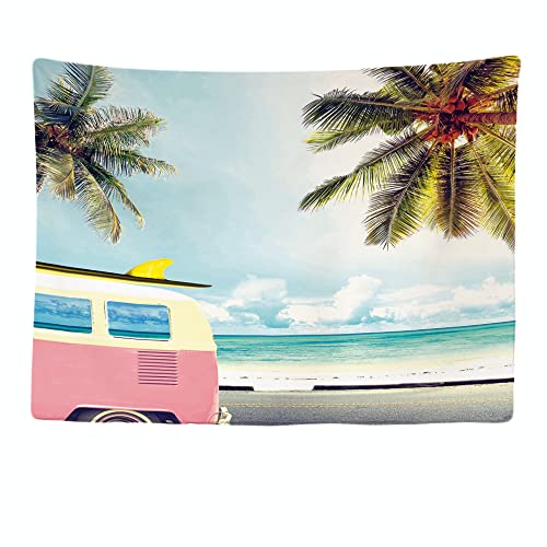 Ulticool - Wandteppich Tapestry Dekoration Wohnung - Bus Van Life Palme Sonne Meer - 200 x 150 cm groß - Wandtuch Wandbehänge - Accessoires für Schlafzimmer Wohnzimmer Kinderzimmer von Ulticool