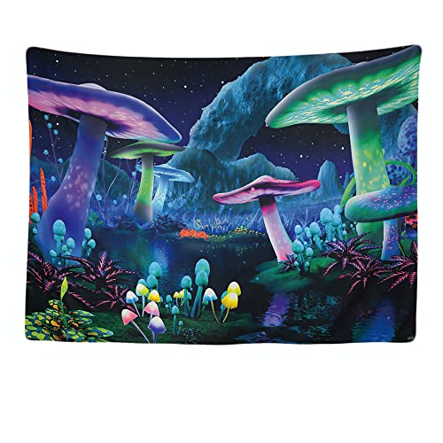 Ulticool - Pilze Psychedelic Wandteppich XXL - 200 x 150 cm - Poster Wand Teppich Tuch Fototapete - Banshee Horror Hippie Aesthetic Deko - Wandbehang Vorhang - Accessoires Schlafzimmer Wohnzimmer von Ulticool