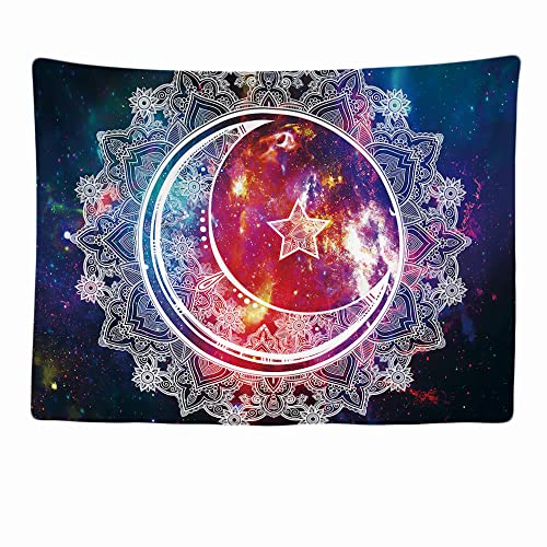 Ulticool - Wandteppich Tapestry Dekoration Wohnung - Mandala Weiße Sonne Mond - 200 x 150 cm groß - Wandtuch Wandbehänge - Accessoires für Schlafzimmer Wohnzimmer Kinderzimmer von Ulticool