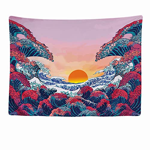 Ulticool - Wandteppich Tapestry Dekoration Wohnung - Natur Wellen Sonne Meer - 200 x 150 cm groß - Wandtuch Wandbehänge - Accessoires für Schlafzimmer Wohnzimmer Kinderzimmer von Ulticool