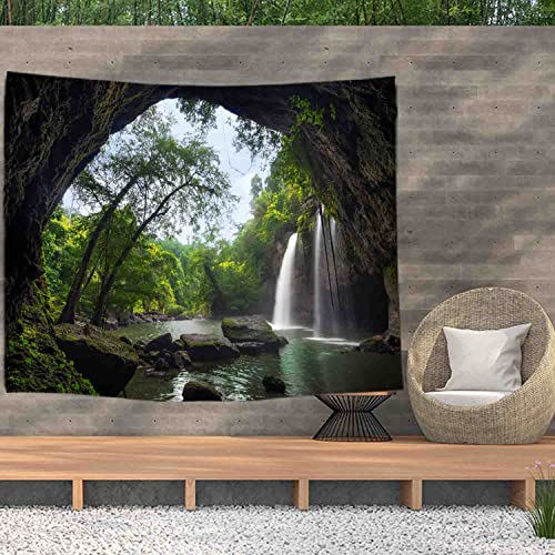 Ulticool – Wasserfall Bäume Natur - Wandteppich Poster - 200x150 cm - Gartenposter - Wandteppich groß – Dekoration Zubehörteil für Garten und Wohnzimmer von Ulticool