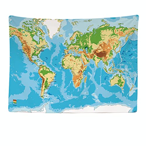 Ulticool - Weltkarte Wandteppich XXL - 200 x 150 cm - Poster Wand Teppich Tuch Fototapete - Hippie Boho Aesthetic Deko - Wandbehang Strandtuch Vorhang Gemälde - Accessoires Schlafzimmer Wohnzimmer von Ulticool
