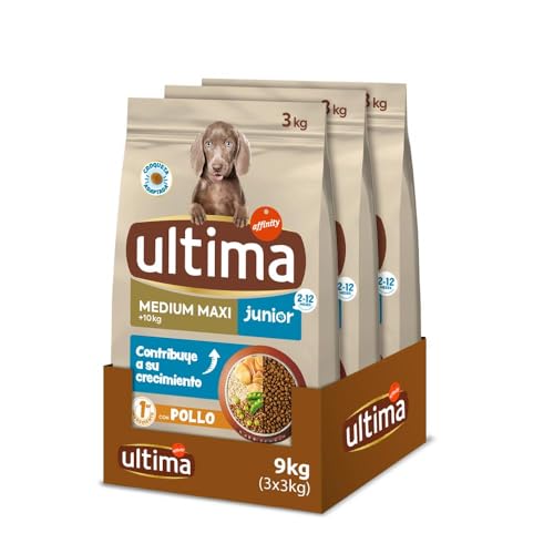 Ultima Medium-Maxi Junior Huhn, Trockenfutter für Hunde, 3 x 3 kg, Gesamt 9 kg von Ultima