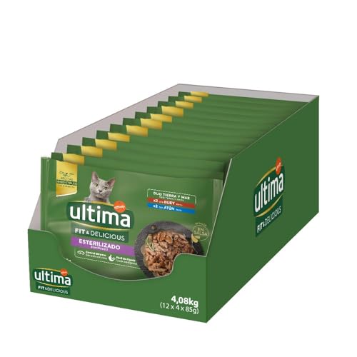 Ultima Nassfutter für Katzen mit Rindfleisch und Thunfisch- 4 x 85 g x 12 (4,08 kg) - 4080 g von Ultima
